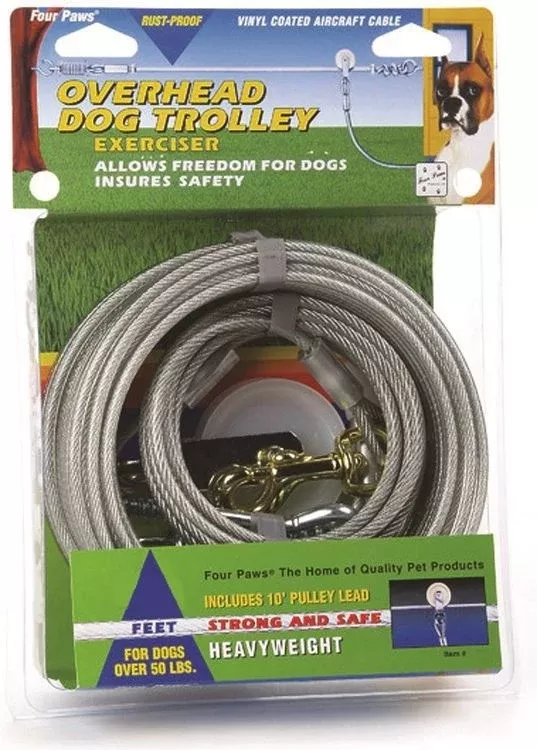 Heavyweight Trolley Dog Exerciser 100 Ft Silver