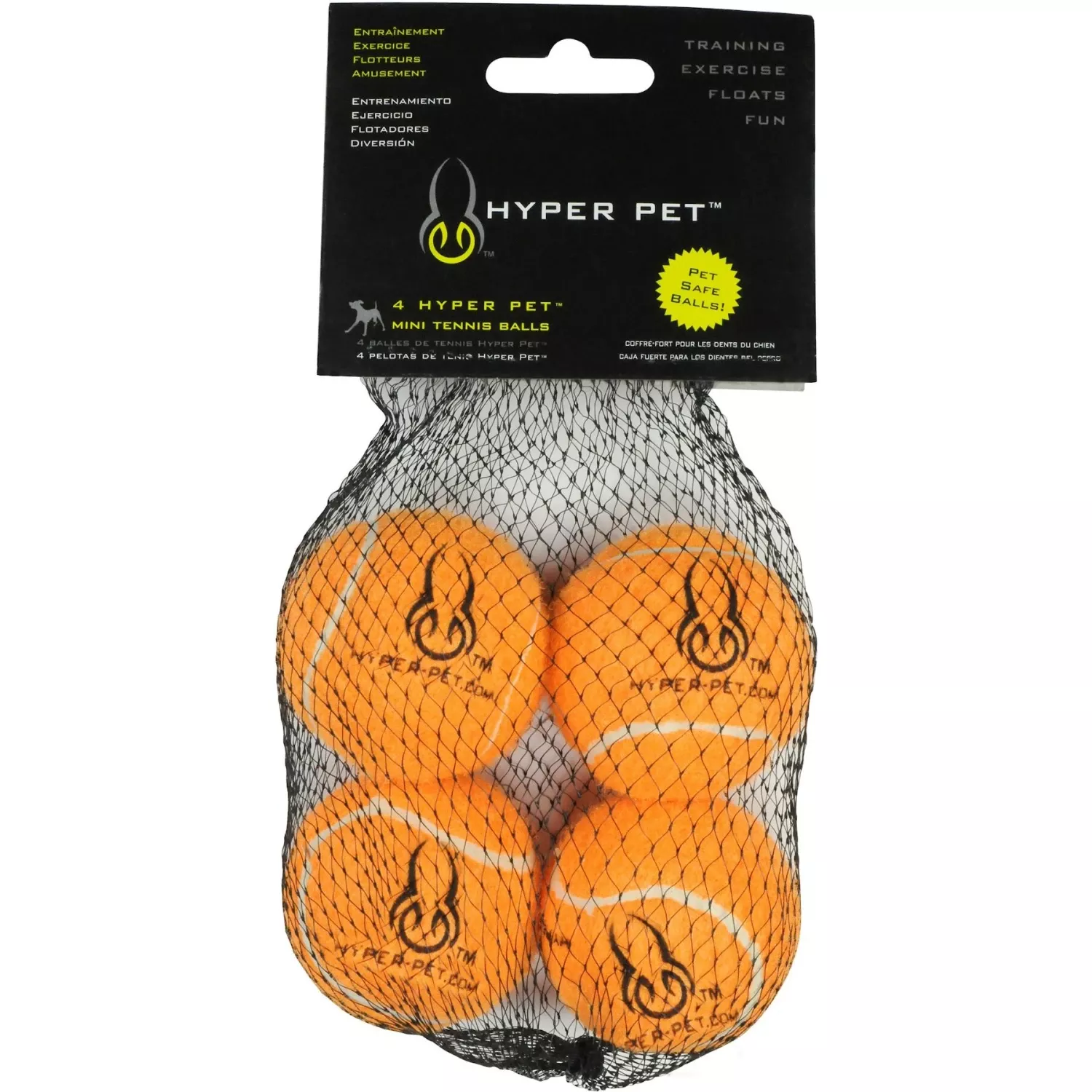Hyper Pet 4 Pack Of Balls For Dogs, Orange