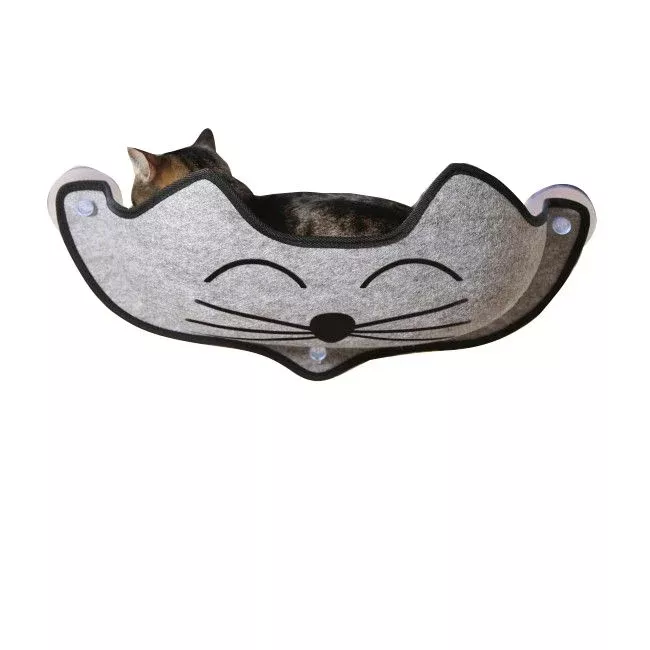 KH Mfg Gray EZ Mount Kittyface Window Bed
