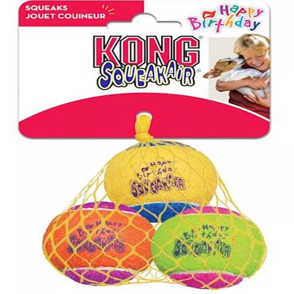 KONG Happy Birthday Squeaker Balls Medium 3 Pack