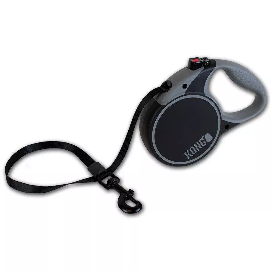 Kong Retractable Tape Leash Terrain Black