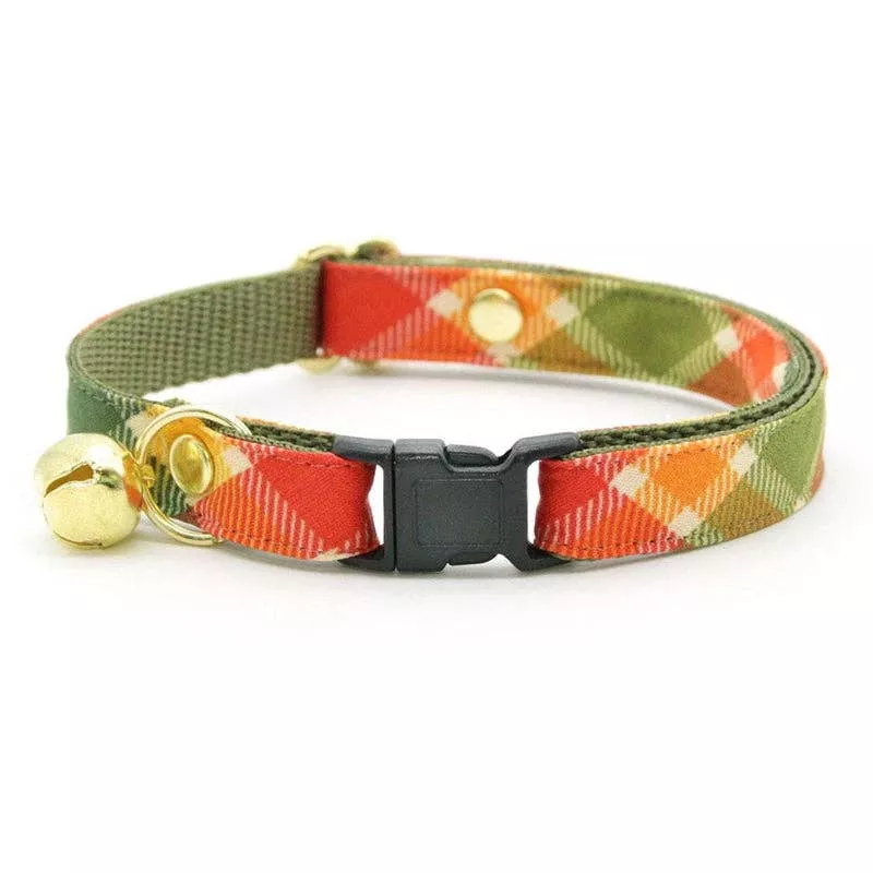 Made By Cleo "Apple Crisp" Fall Plaid Cat Collar