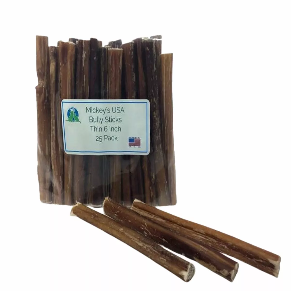 Mickeys USA Bully Sticks Thin 6in 25 Pack