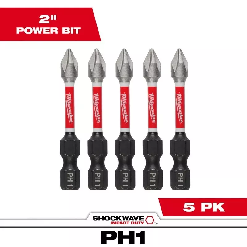 Milwaukee Tools 2″ PH1 Impact Driver Bit 5 Pack 48-32-4638