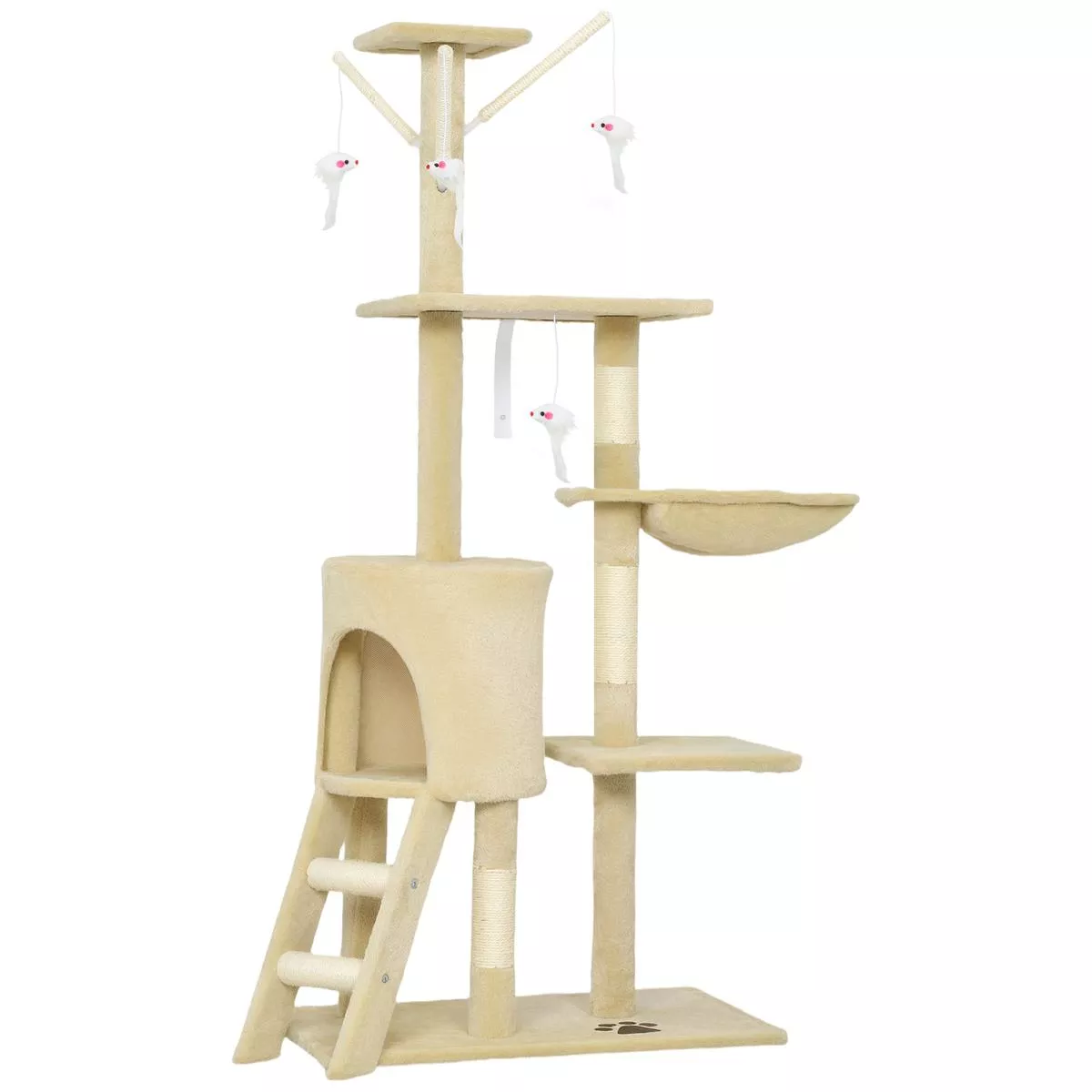Multi Level Cat Tree With Condo And Sisal Scratching Posts For Indoor Kittens Beige