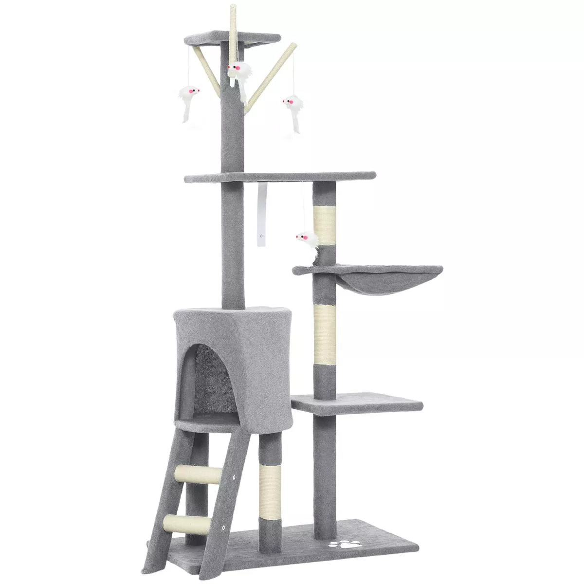 Multi Level Cat Tree With Scratching Posts And Condo For Indoor Kittens Grey