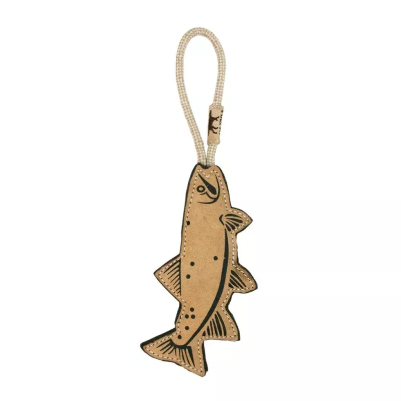 Natural Leather & Wool Trout Tug Toy 16"