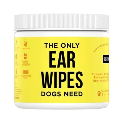 Natural Rapport Dog Ear Wipes, 100 count Jar