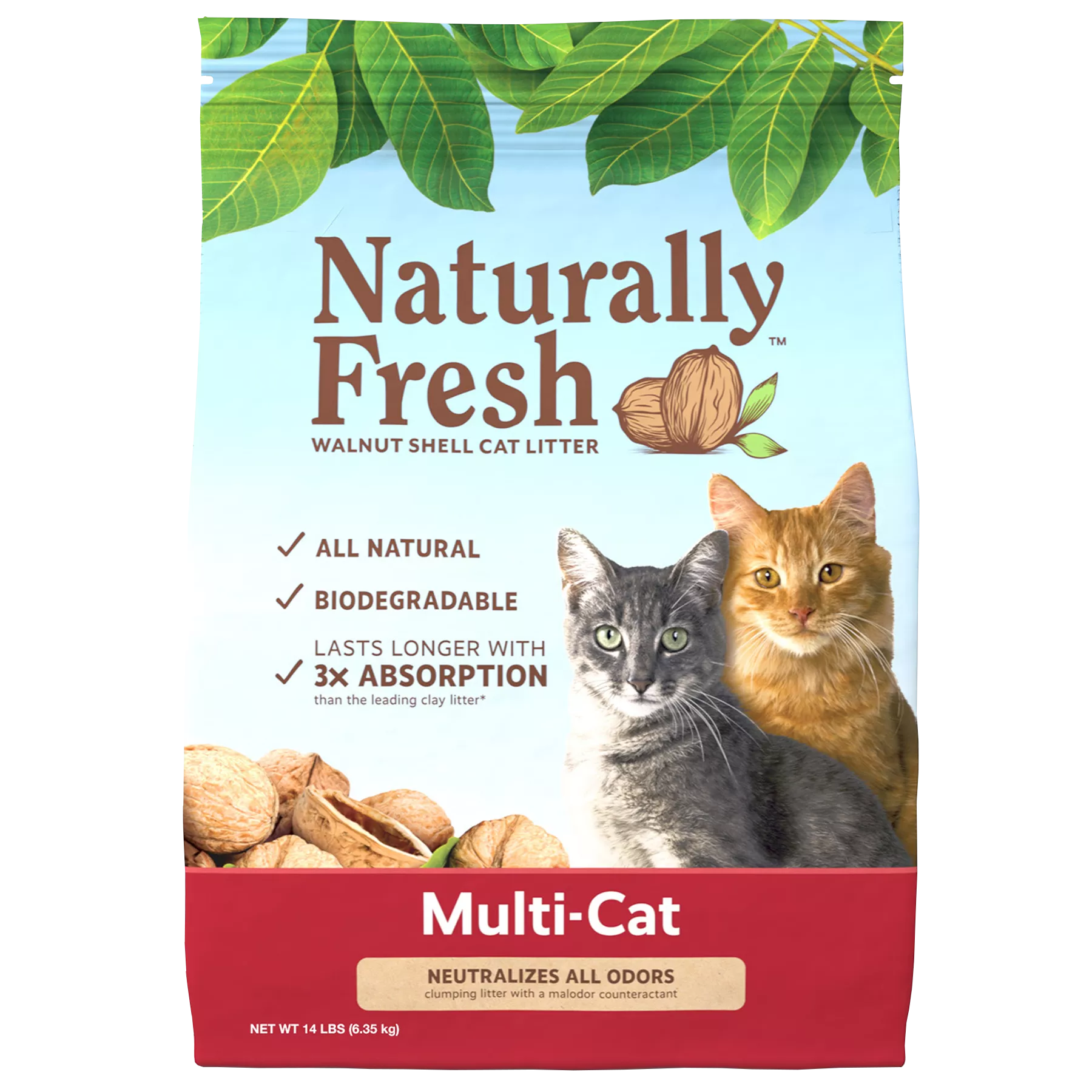 Naturally Fresh Walnut-Based Multi-Cat Clumping Cat Litter, 26-lb