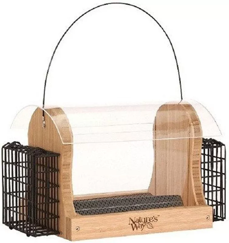 Natures Way Hopper Feeder With Suet Cages Bamboo