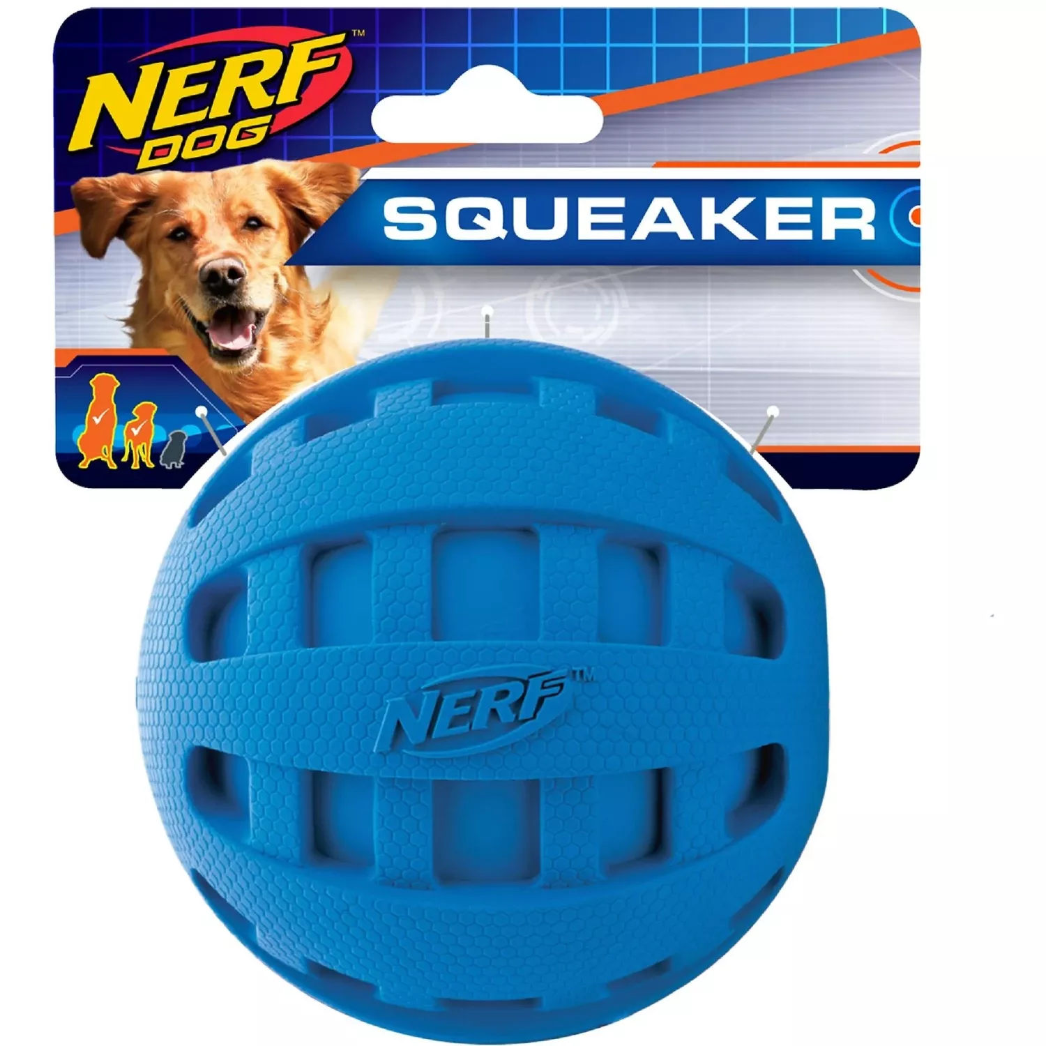 Nerf Dog Squeaker Checker Ball Dog Toy, 4-in