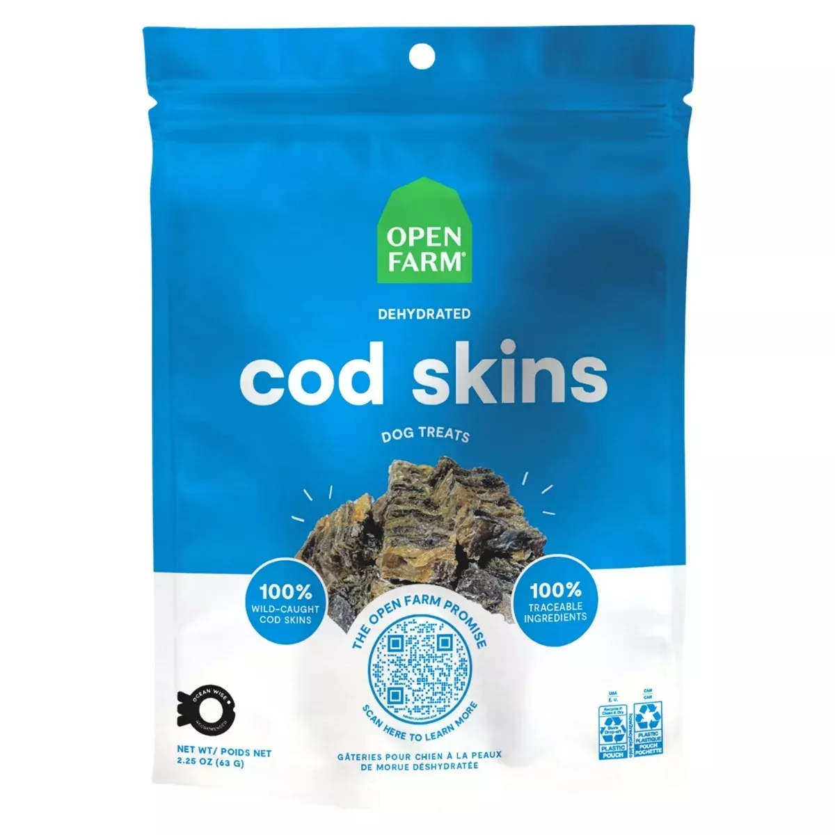 Open Farm Dehydrated Dog Treats - Cod Skins