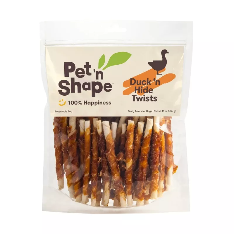 Pet ‘n Shape Duck Hide Twists 16-oz, Dog Chew