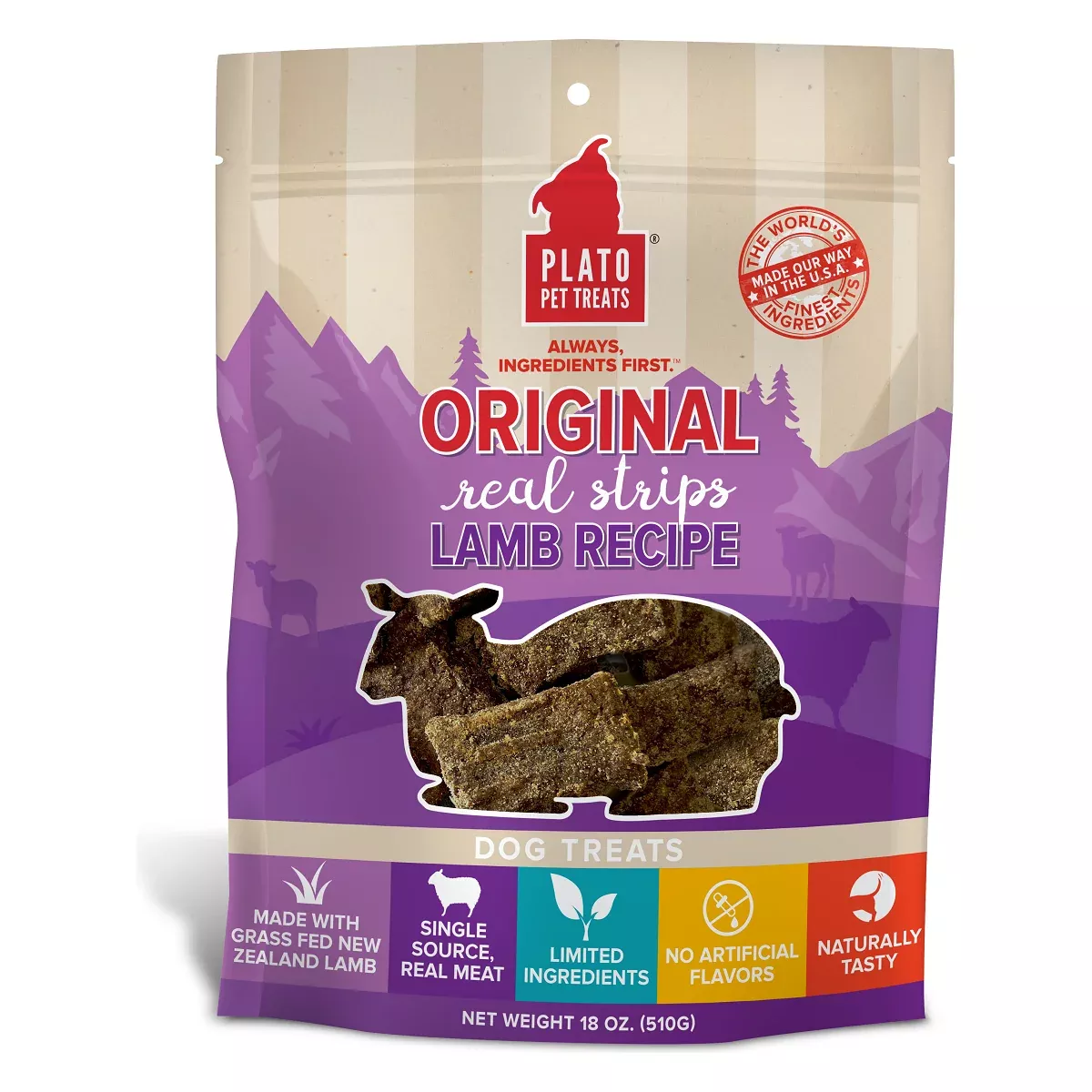 Plato Pet Treats Original Real Strips Lamb