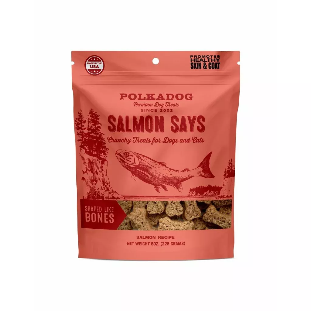 Polkadog Salmon Says Bone Shaped Treat 8oz