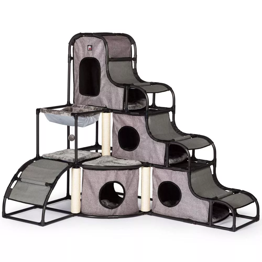 Prevue Catville Cat Tower Gray Print