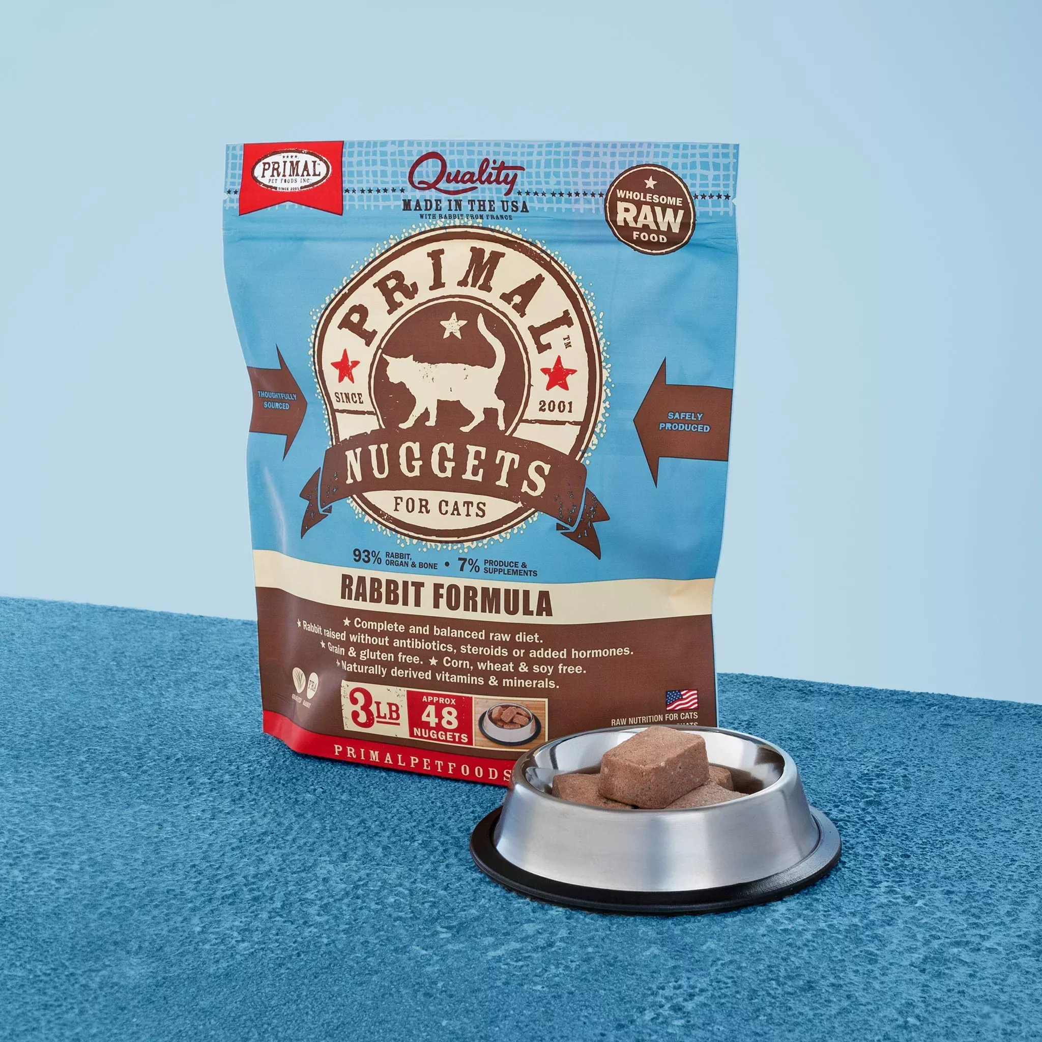 Primal Cat Frozen Nuggets - Rabbit 3lb