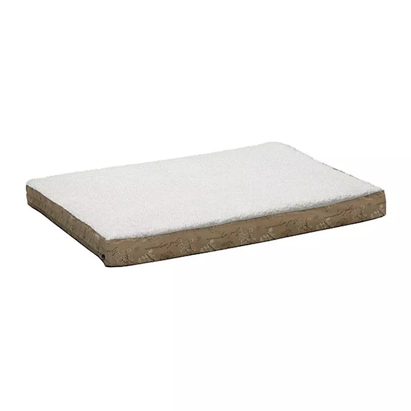 Quiet Time Script Tan Thick Ortho Dog Bed