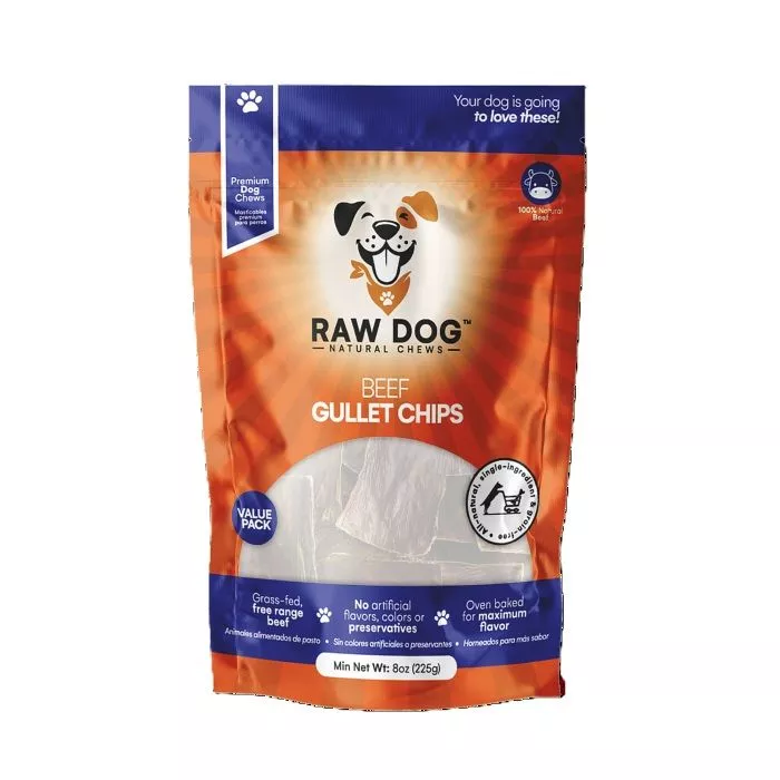 Raw Dog Natural Chews Beef Gullet Chips 8 oz