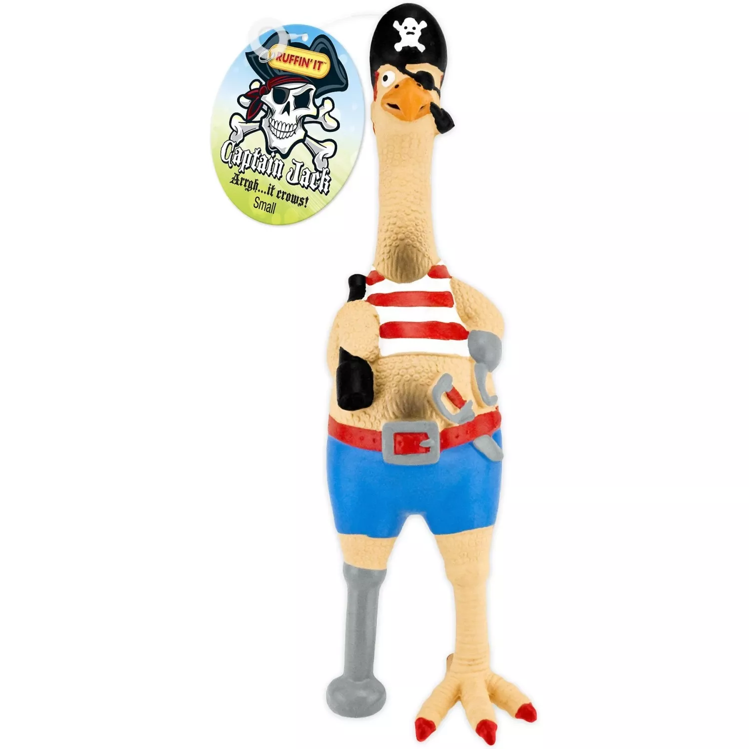 RUFFIN’ IT Captain Jack Rubber Chicken Dog Toy