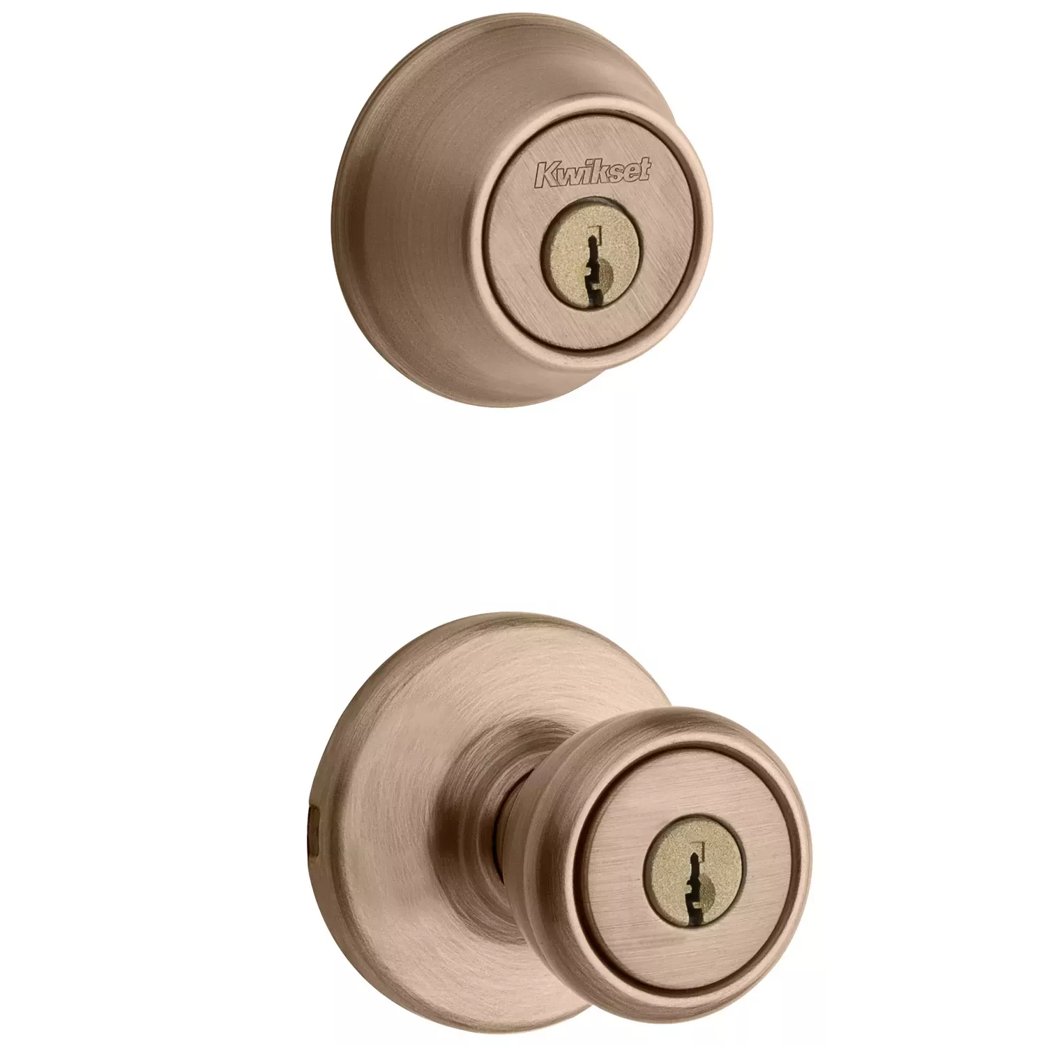 Security Tylo Entry Lockset And Deadbolt Combo Pack, Antique Brass