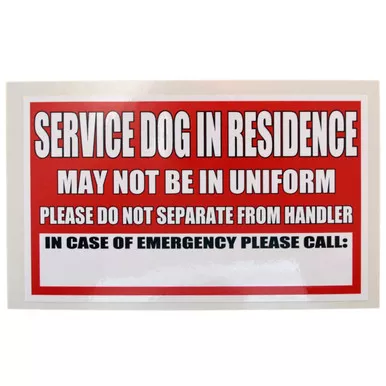 Service Dog In Residence Decal