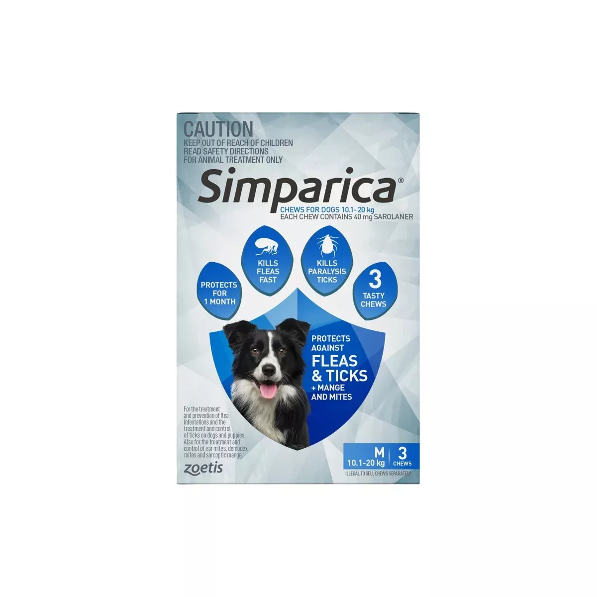 Simparica Chewables For Medium Dogs 22.1-44lbs Blue