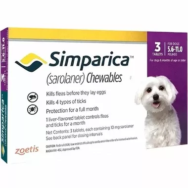 Simparica masticables para perros 2.6-5 kg - Morado (3 masticables)
