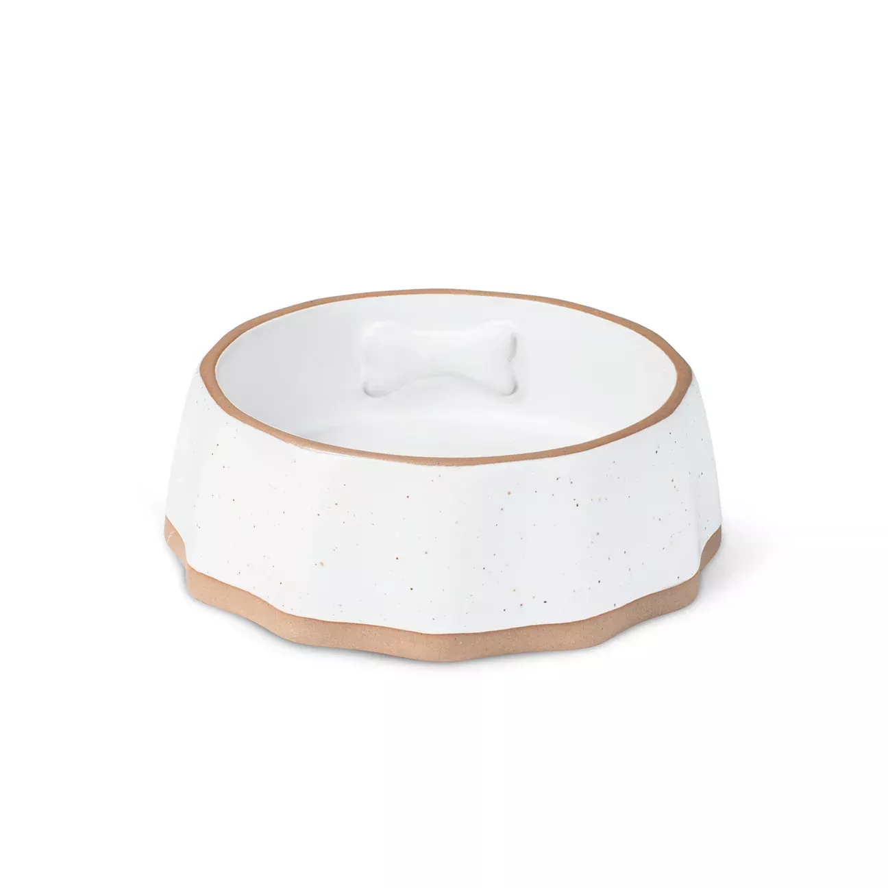 Speckled Bone Clay Pet Bowl