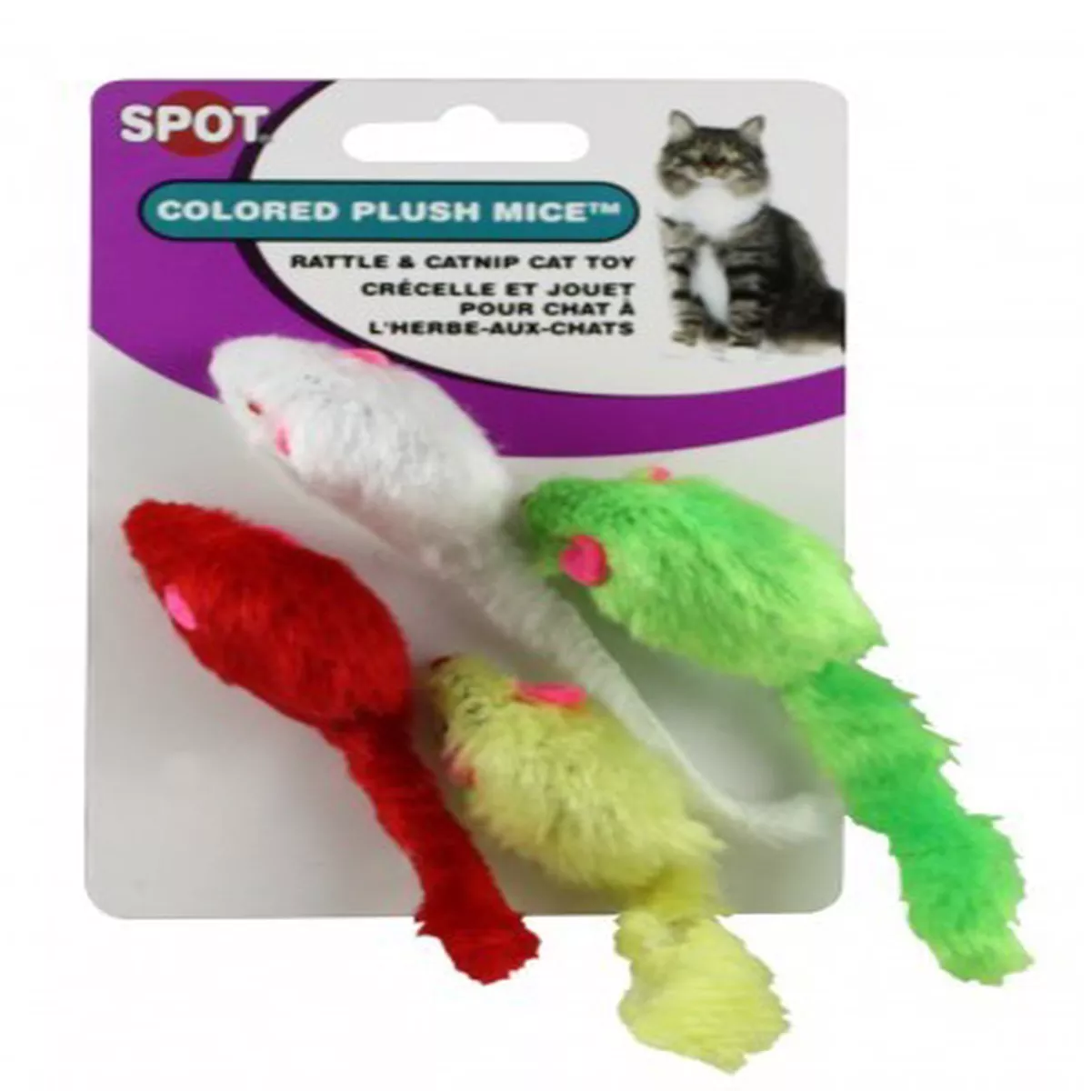 Spot Colored Plush Mice Rattle & Catnip Toy