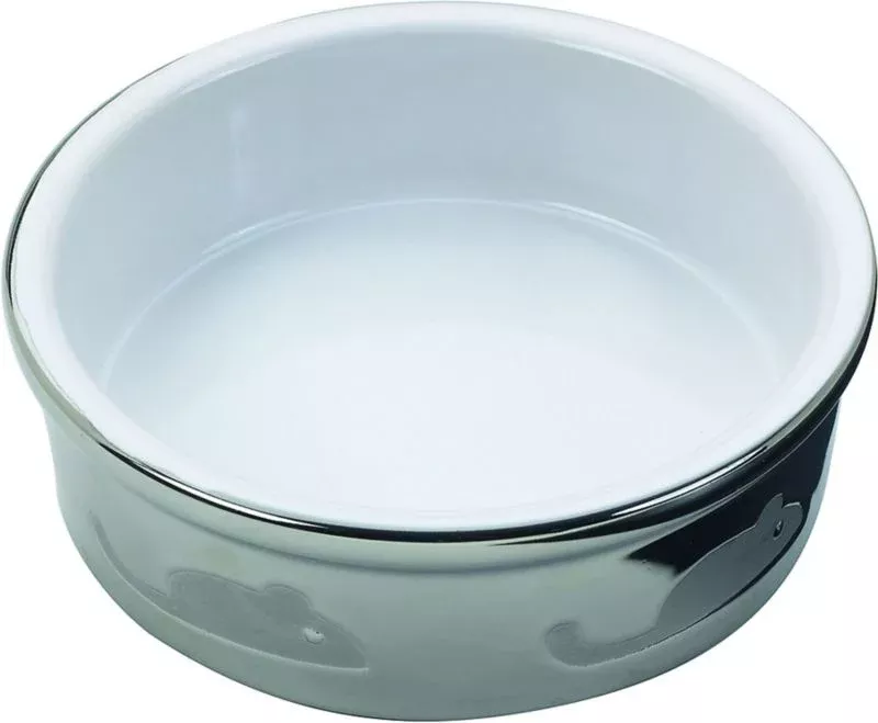 Spot Fishy Titanium Cat Dish 5 Silver