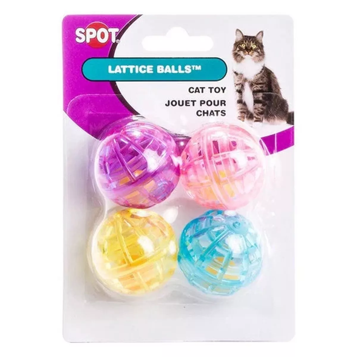 Spot Lattice Balls Cat Toy- 4 -Pack