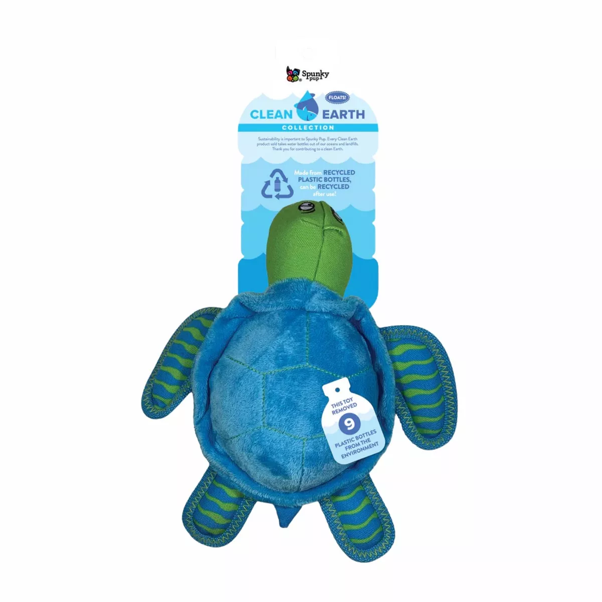Spunky Pup Clean Earth Turtle Dog Toy Large