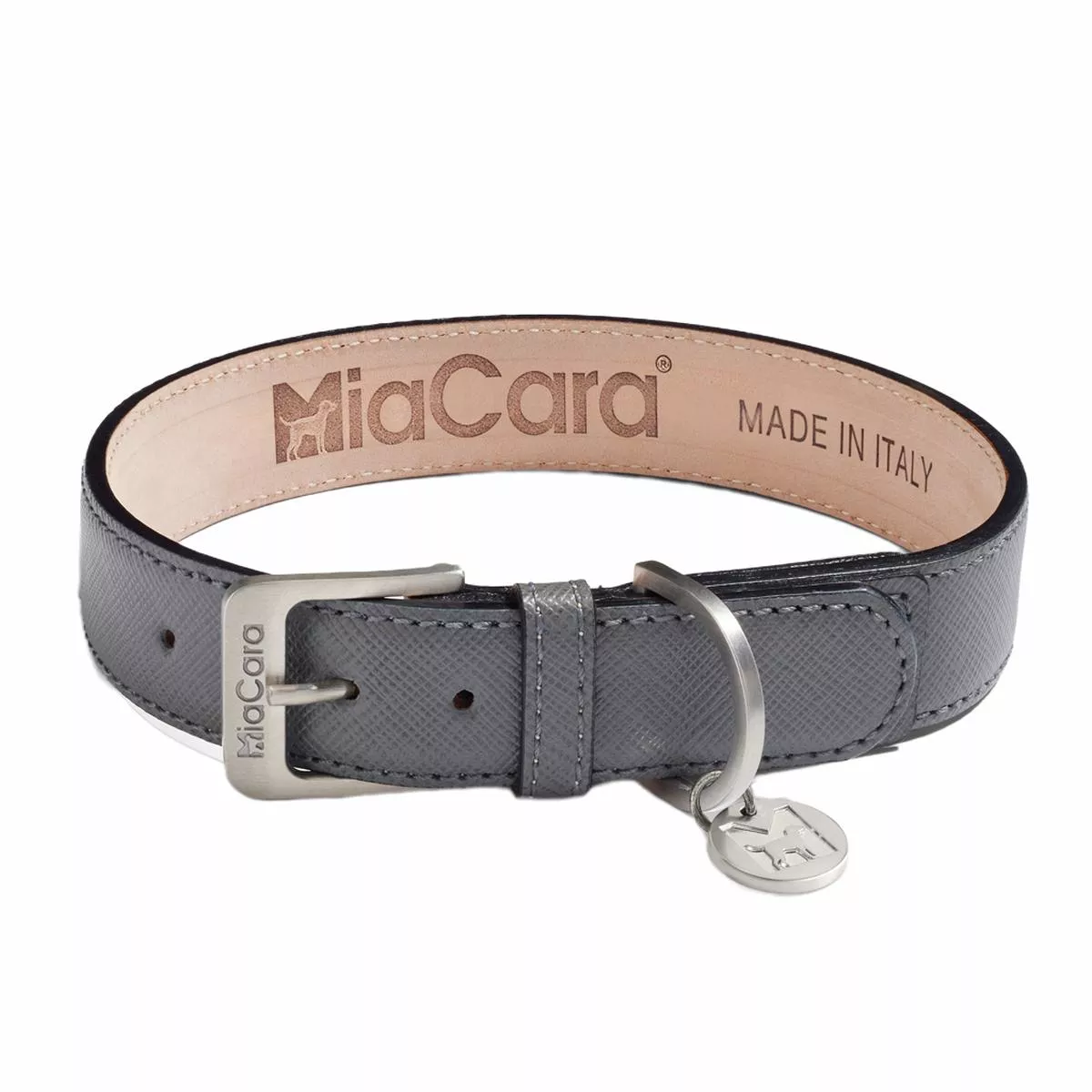 Torino Leather Dog Collar – Slate Grey
