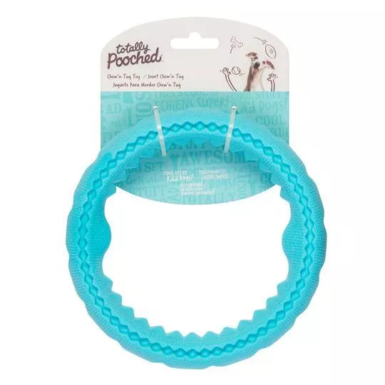 Totally Pooched Chew N Tug Rubber Ring Teal
