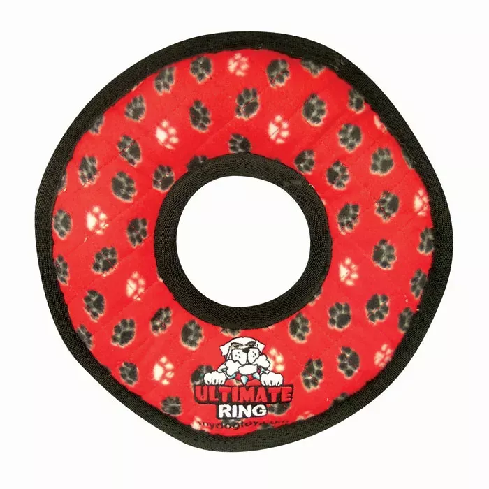Tuffy's Dog Toy - Ultimate Ring - Red Paws