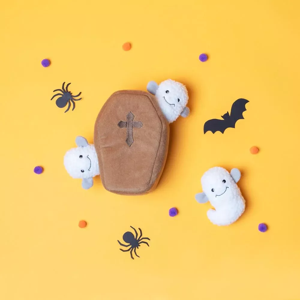 Zippy Paws Coffin With Ghosts Burrow Dog Toy