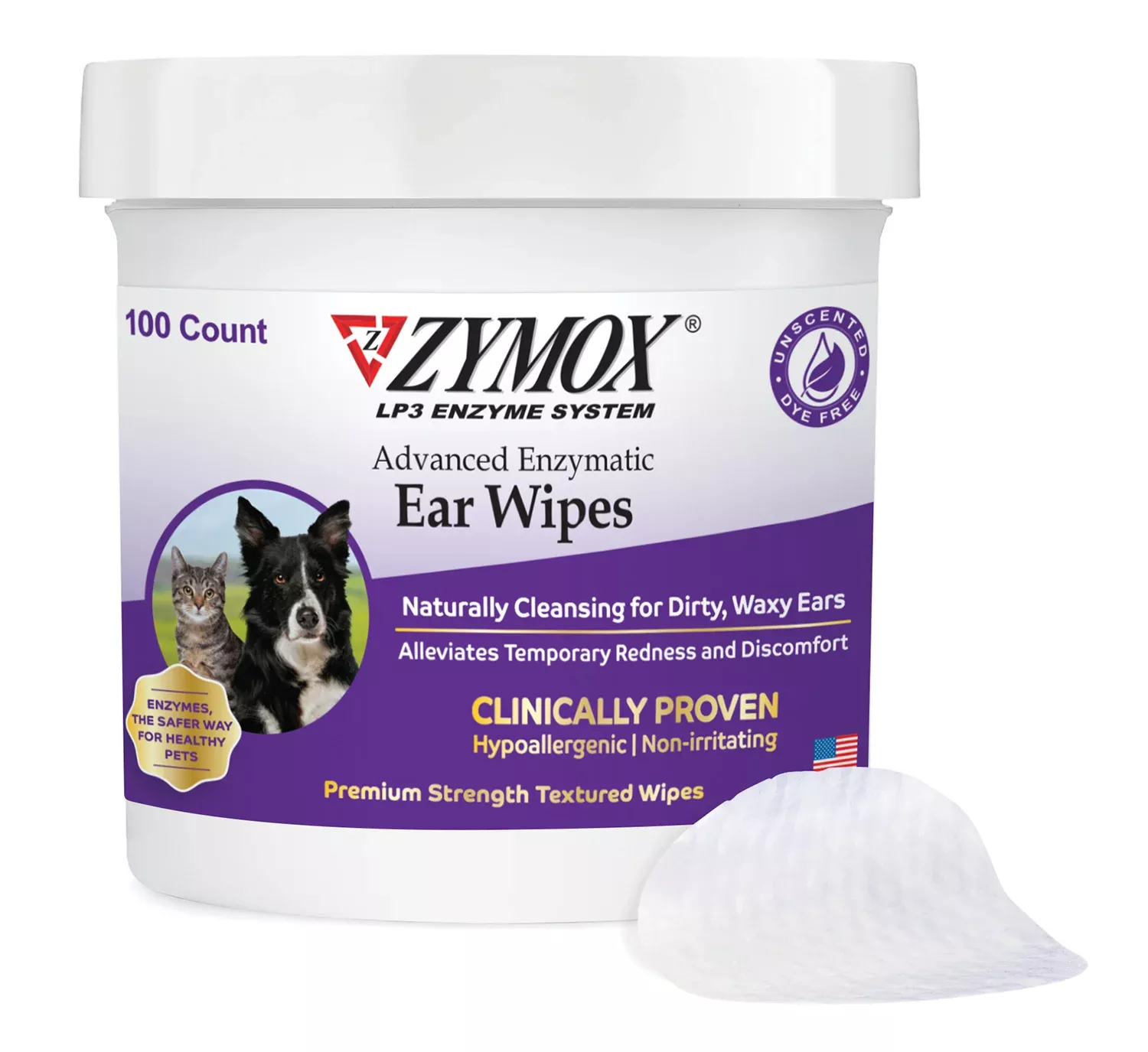Zymox Advanced Enzymatic Ear Wipes 100ct